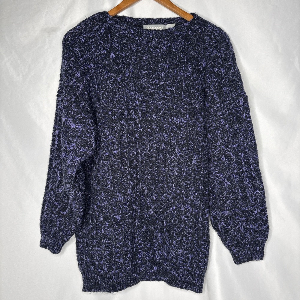Vintage Forenza Sportswear Knit Sweater Womens‎ L Purple Black Pullover